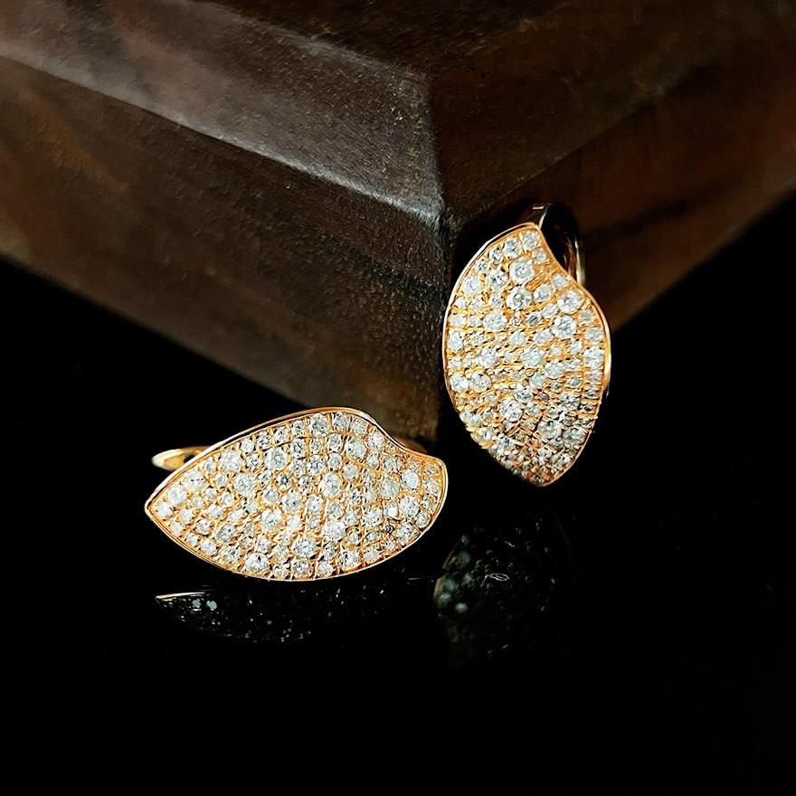 14k Gold 1.16 Ct Natural H Diamond Earrings - 2