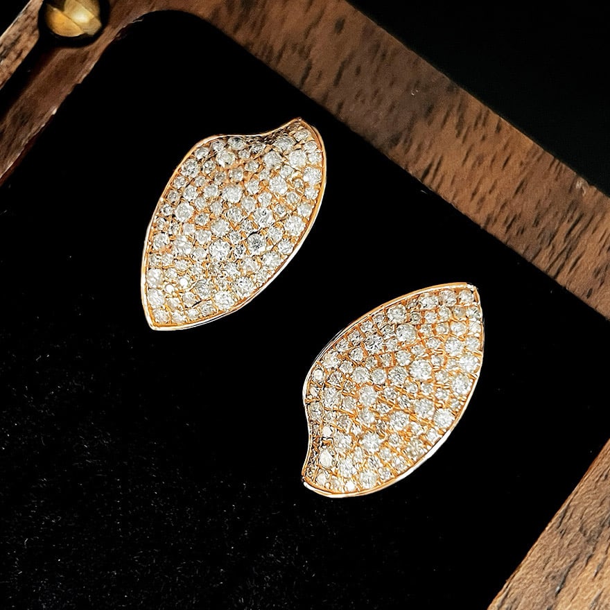 14k Gold 1.16 Ct Natural H Diamond Earrings - 5