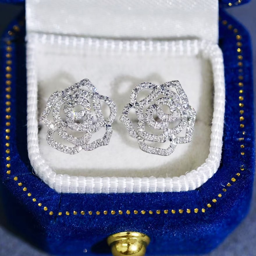 14k Gold 0.22 Ct Natural H Diamond Earrings - 4