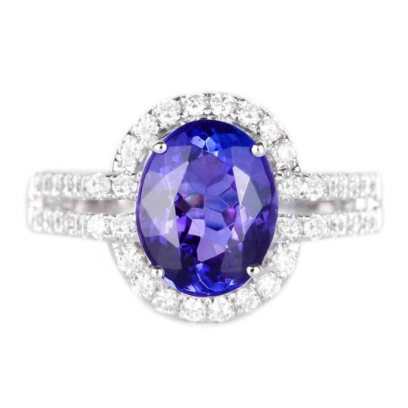 14k Gold 2.6 Ct Natural Tanzanite & Diamond Ring - 2