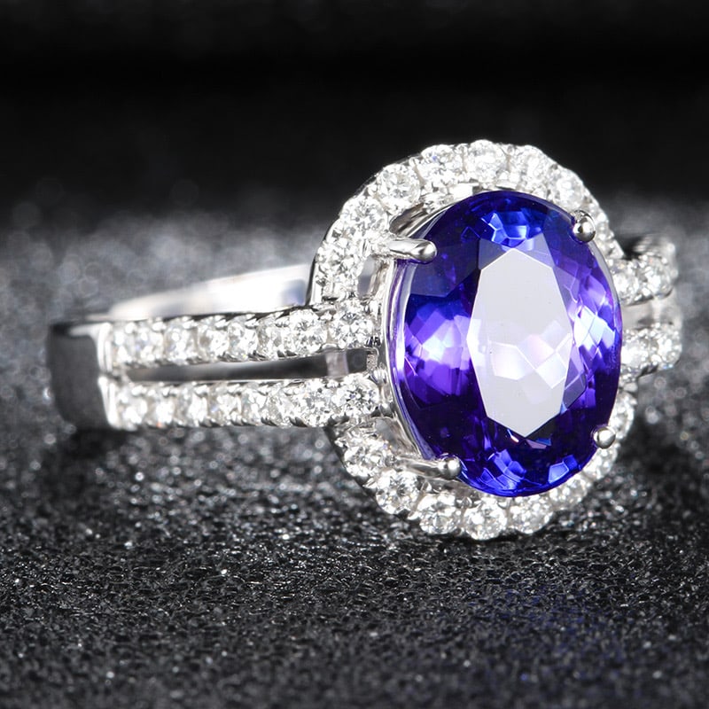 14k Gold 2.6 Ct Natural Tanzanite & Diamond Ring - 3
