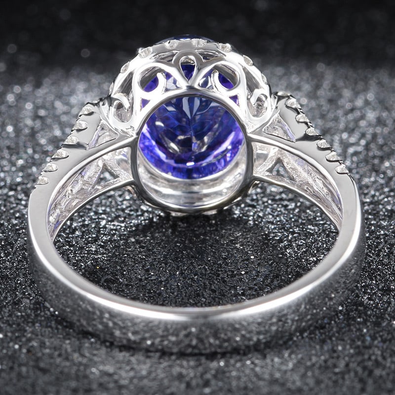 14k Gold 2.6 Ct Natural Tanzanite & Diamond Ring - 4
