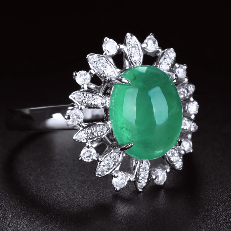 14k Gold 2.75 Ct Natural Emerald & Diamond Ring - 2