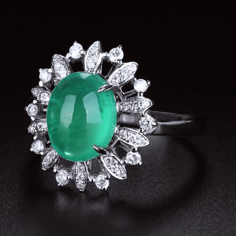14k Gold 2.75 Ct Natural Emerald & Diamond Ring - 3