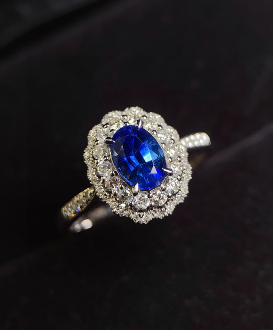 14k Gold 1.08 Ct Natural Sapphire & Diamond Ring - 3