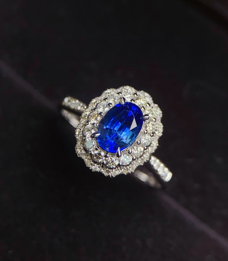 14k Gold 1.08 Ct Natural Sapphire & Diamond Ring - 4