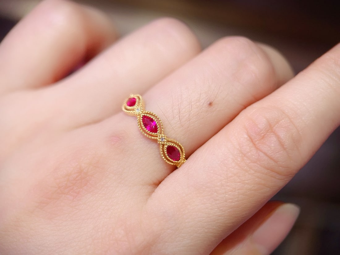 14k Gold 0.55 Ct Natural Ruby & Diamond Ring - 2