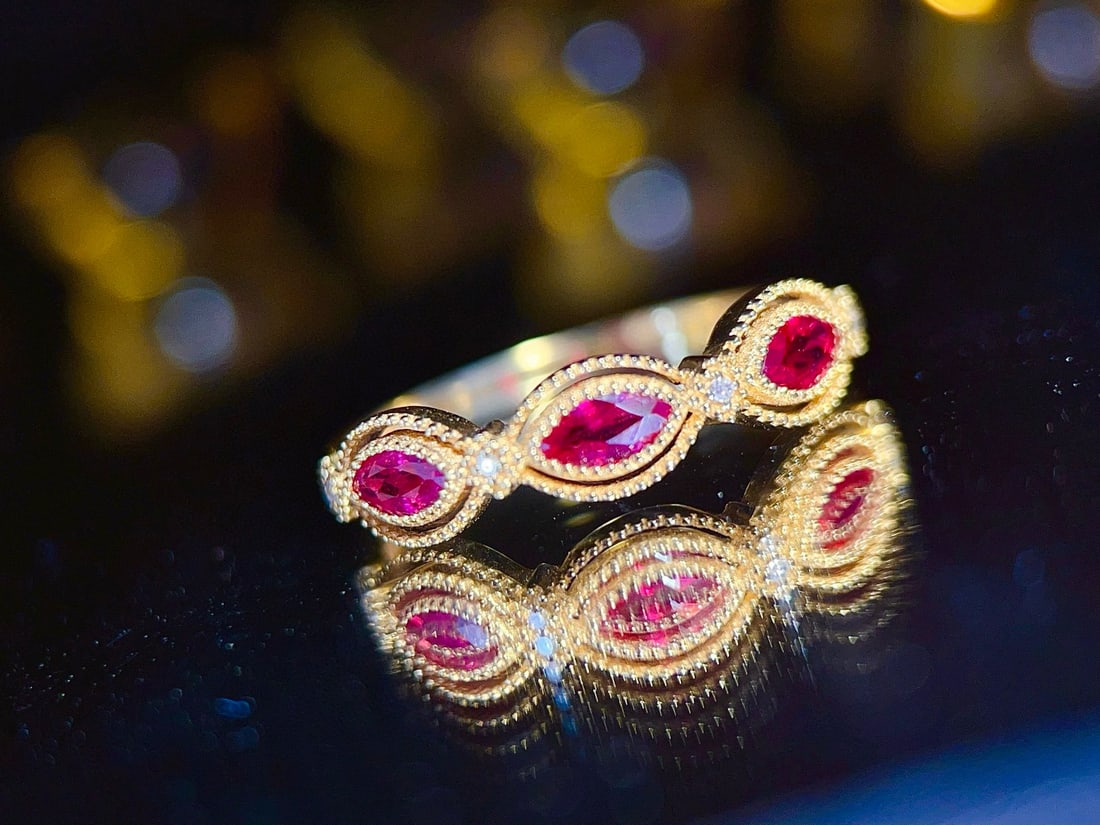 14k Gold 0.55 Ct Natural Ruby & Diamond Ring - 3