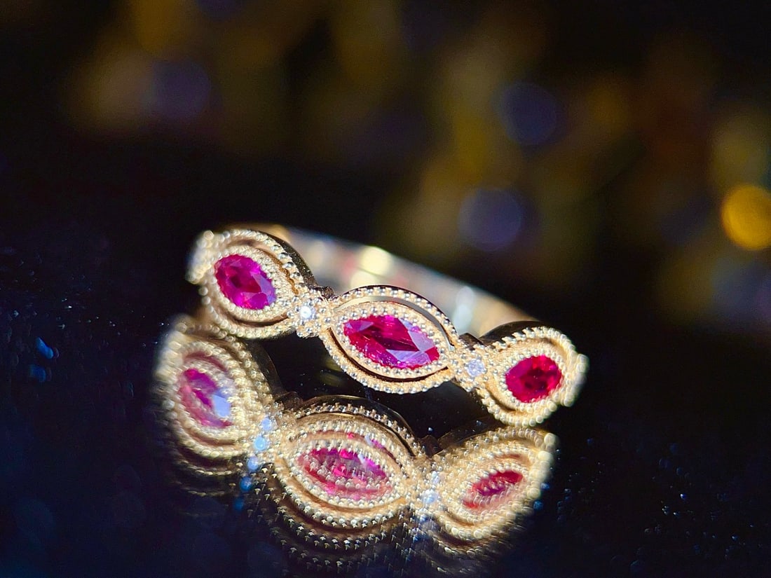 14k Gold 0.55 Ct Natural Ruby & Diamond Ring - 5