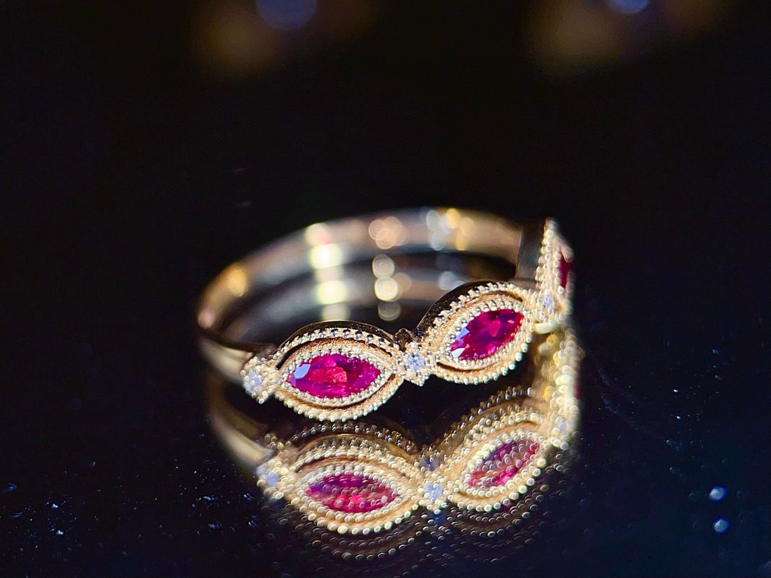 14k Gold 0.55 Ct Natural Ruby & Diamond Ring - 6