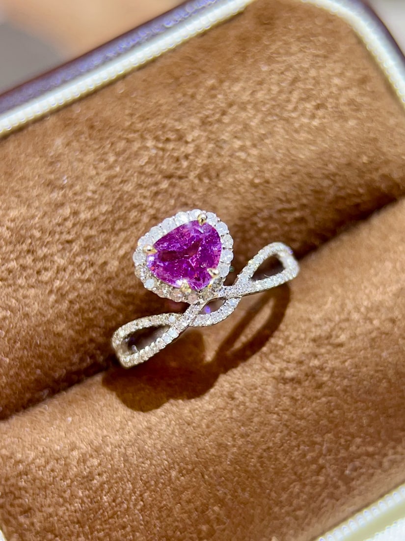 14k Gold 1.33 Ctw Natural Sapphire & Diamond Ring: Ref:231034170 // gold content:14k gold // ring size:7. 25us // // main gemstone:sapphire // shape:pear // carat weight:1. 1ct // color:purple // treatment:natural // // adjacent gemstone 2 : diamond