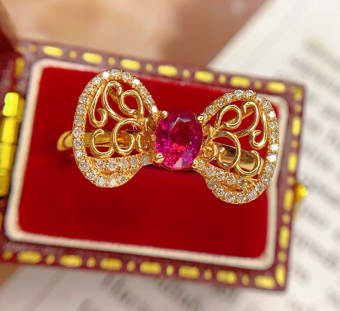 14k Gold 0.6 Ct Natural Ruby & Diamond Ring - 5