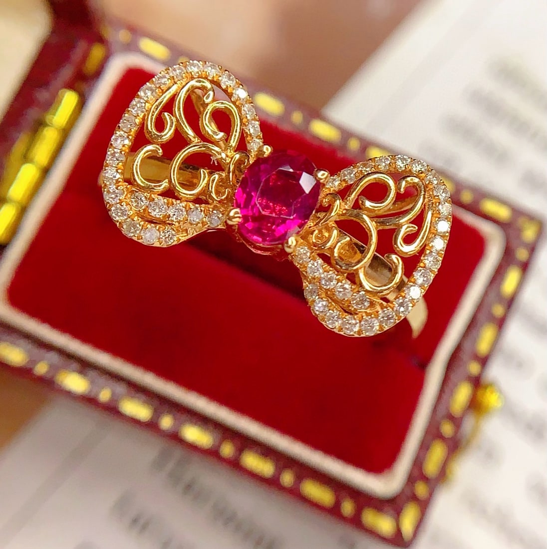 14k Gold 0.6 Ct Natural Ruby & Diamond Ring - 6