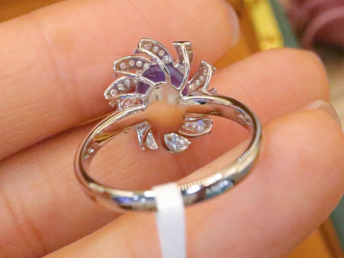 14k Gold 1.74 Ctw Natural Padparadscha Sapphire & Diamond Ring - 4