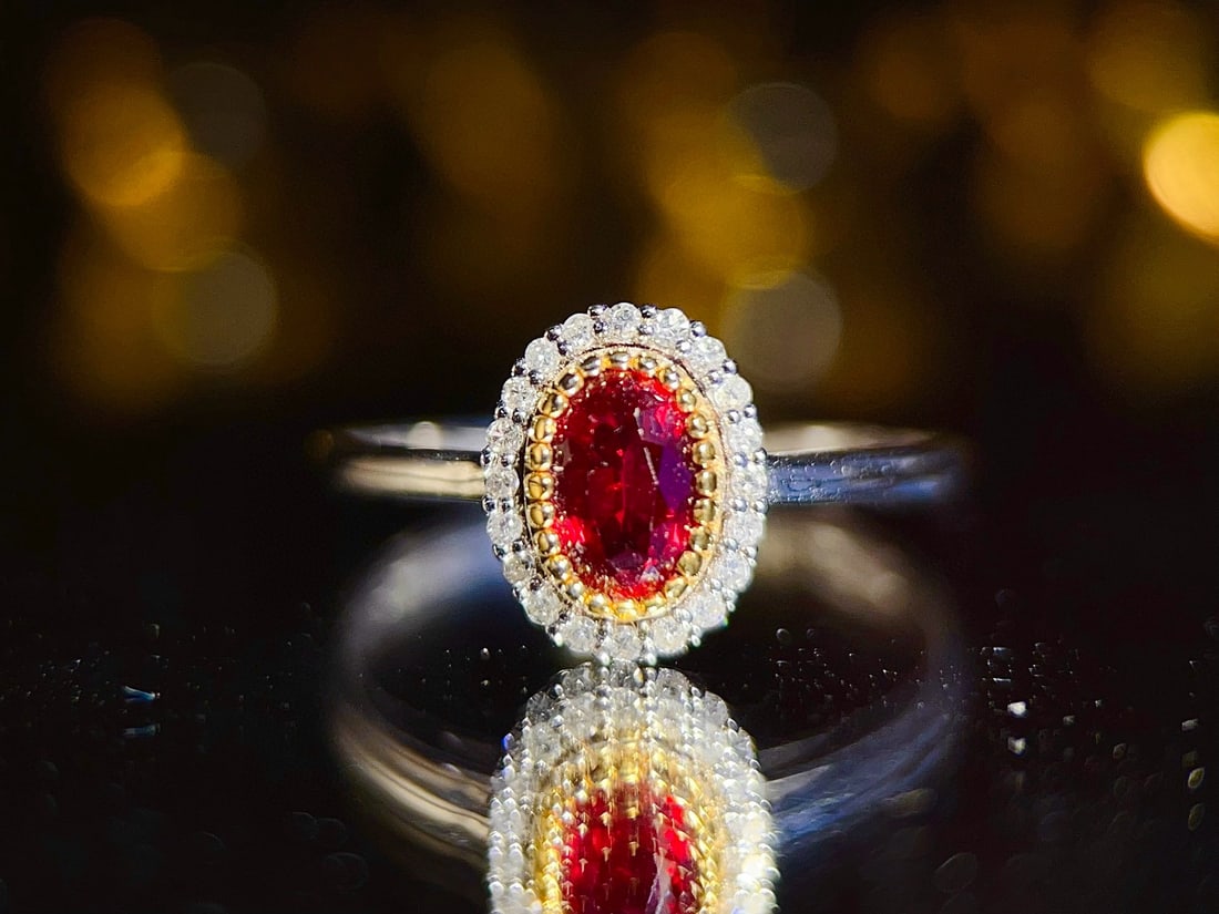 14k Gold 0.81 Ctw Natural Ruby & Diamond Ring: Ref:231034206 // gold content:14k gold // ring size:7. 25us // // main gemstone:ruby // shape:oval // carat weight:0. 75ct // color:red // treatment:natural // // adjacent gemstone 2 : diamond //