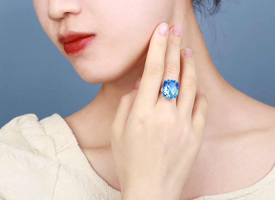 14k Gold 20.30 Ctw Natural Topaz & Diamond Ring - 5
