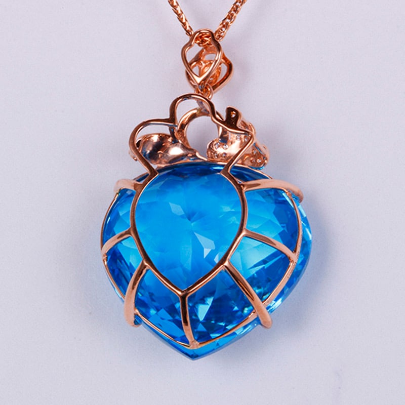 14k Gold 37.14 Ctw Natural Topaz & Diamond Pendant( Without Chain ) - 5