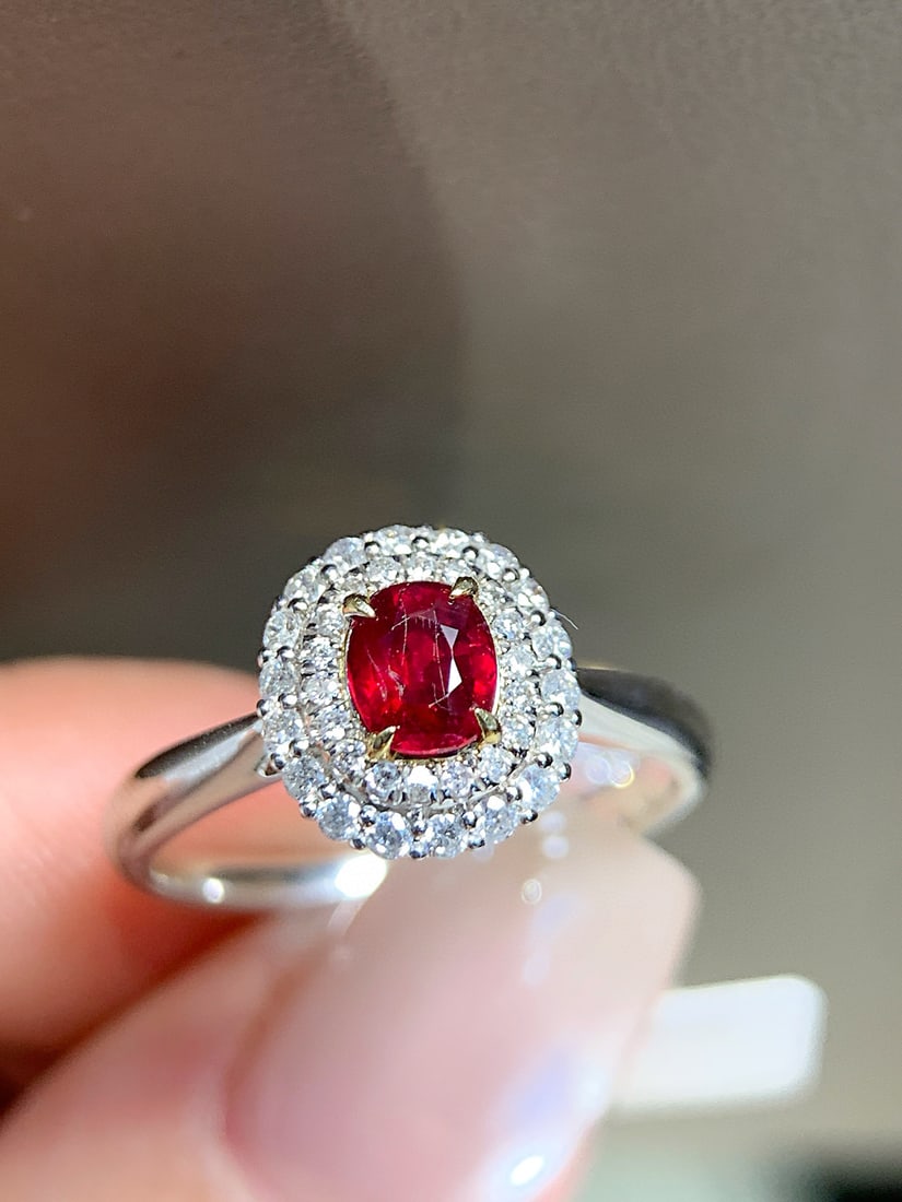 14k Gold 0.45 Ct Natural Ruby & Diamond Ring: Ref:231034231 // gold content:14k gold // ring size:7. 25us // // main gemstone:ruby // shape:oval // carat weight:0. 45ct // color:red // treatment:natural // // adjacent gemstone 2 : diamond //