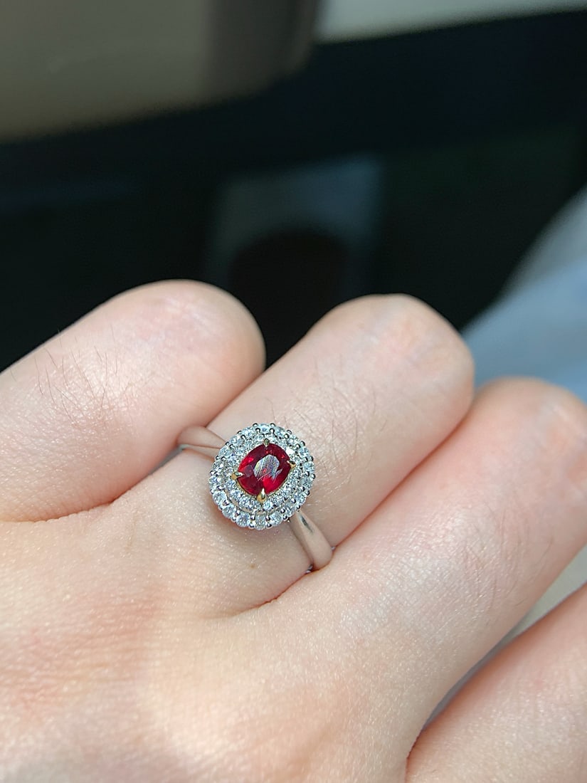 14k Gold 0.45 Ct Natural Ruby & Diamond Ring - 3