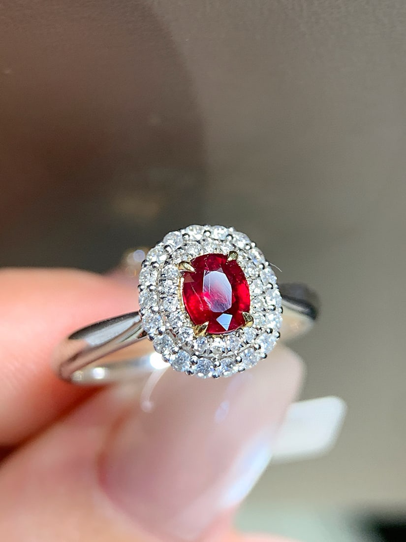 14k Gold 0.45 Ct Natural Ruby & Diamond Ring - 4