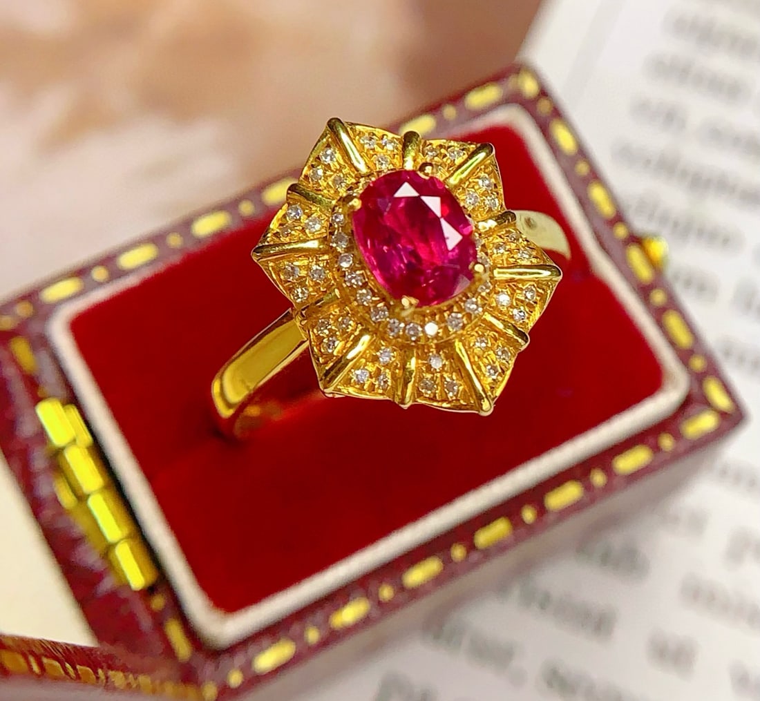 14k Gold 0.7 Ct Natural Ruby & Diamond Ring - 3