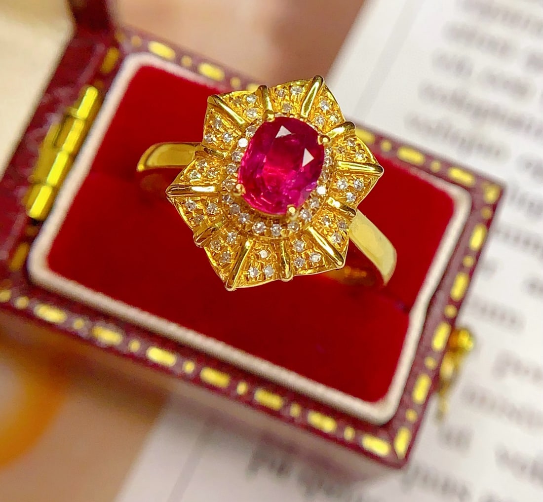 14k Gold 0.7 Ct Natural Ruby & Diamond Ring - 5