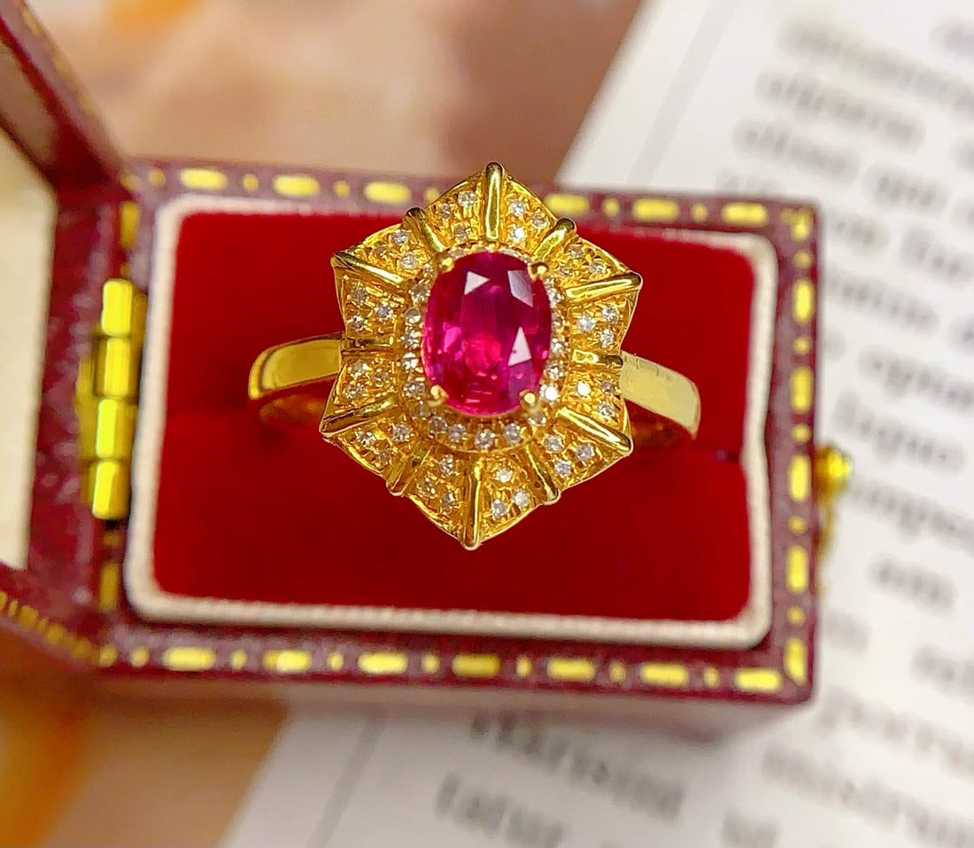14k Gold 0.7 Ct Natural Ruby & Diamond Ring - 6