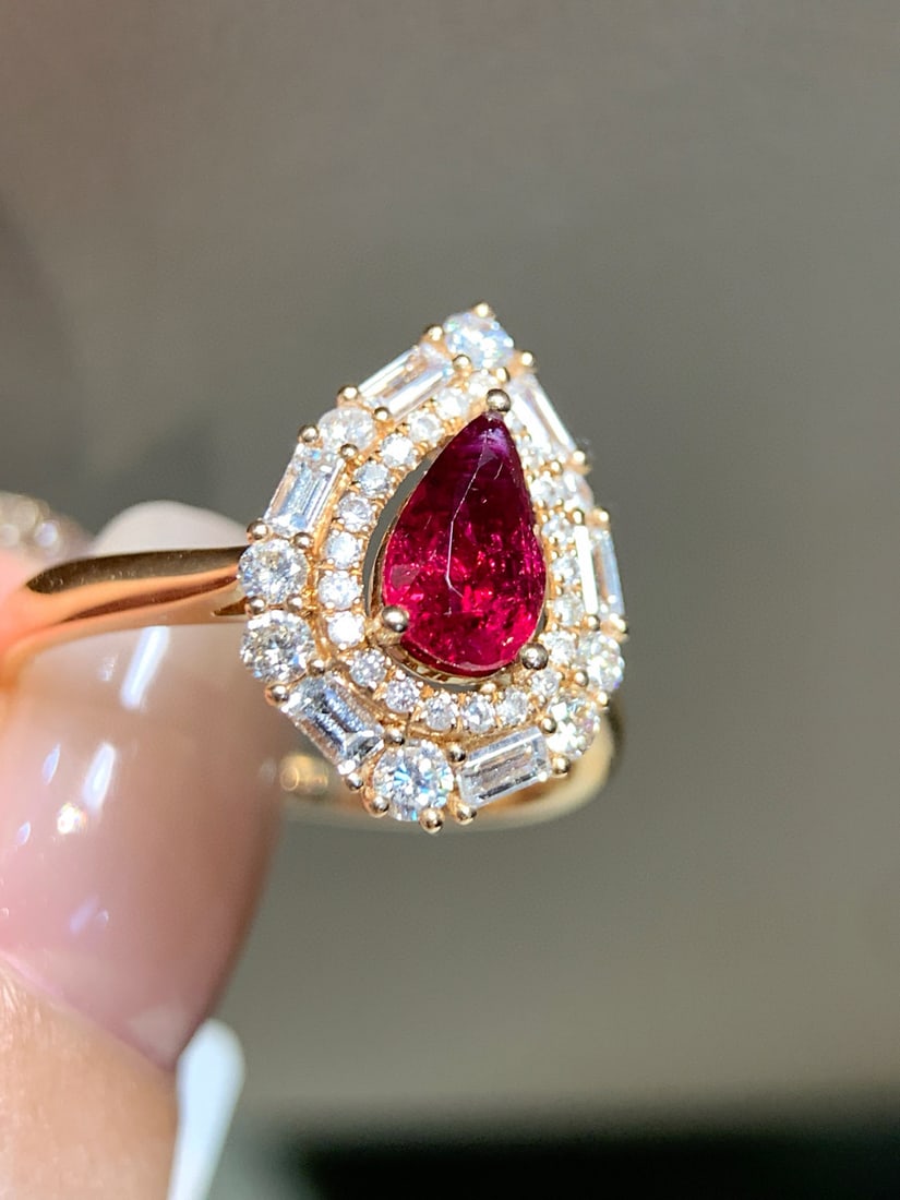 14k Gold 1 Ct Natural Ruby & Diamond Ring - 2