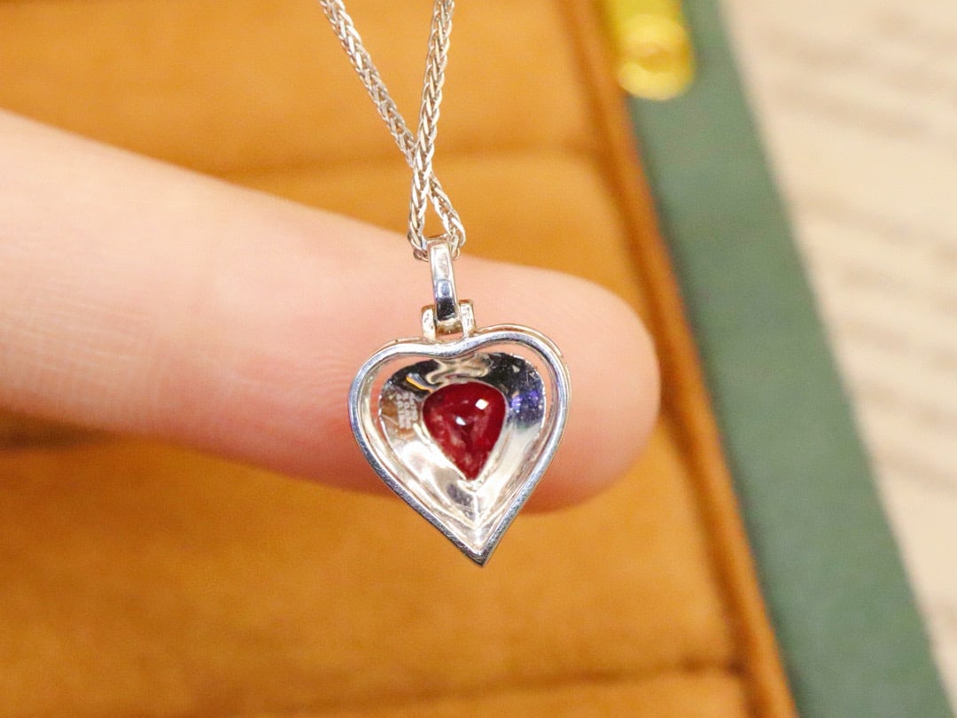 14k Gold 0.81 Ctw Natural Ruby & Diamond Pendant( Without Chain ) - 3