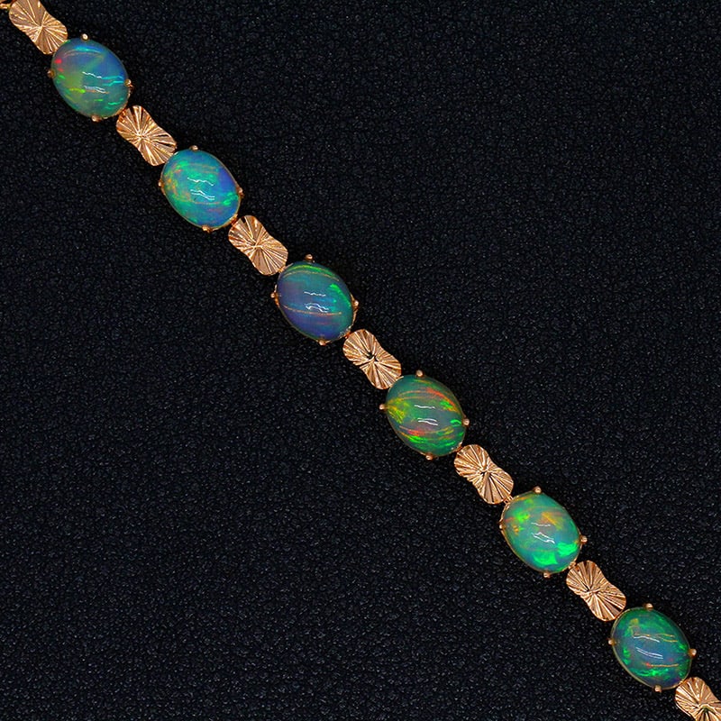 14k Gold 5.32 Ct Natural Opal Bracelet - 2