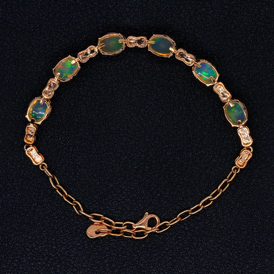 14k Gold 5.32 Ct Natural Opal Bracelet - 4
