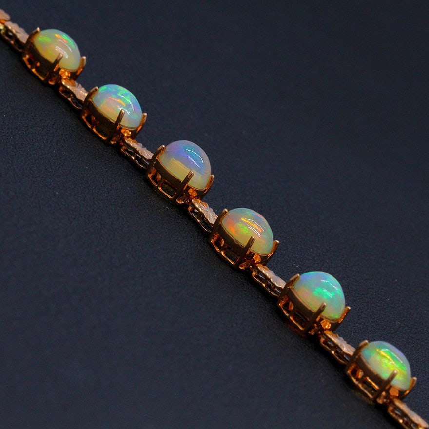 14k Gold 5.32 Ct Natural Opal Bracelet - 5