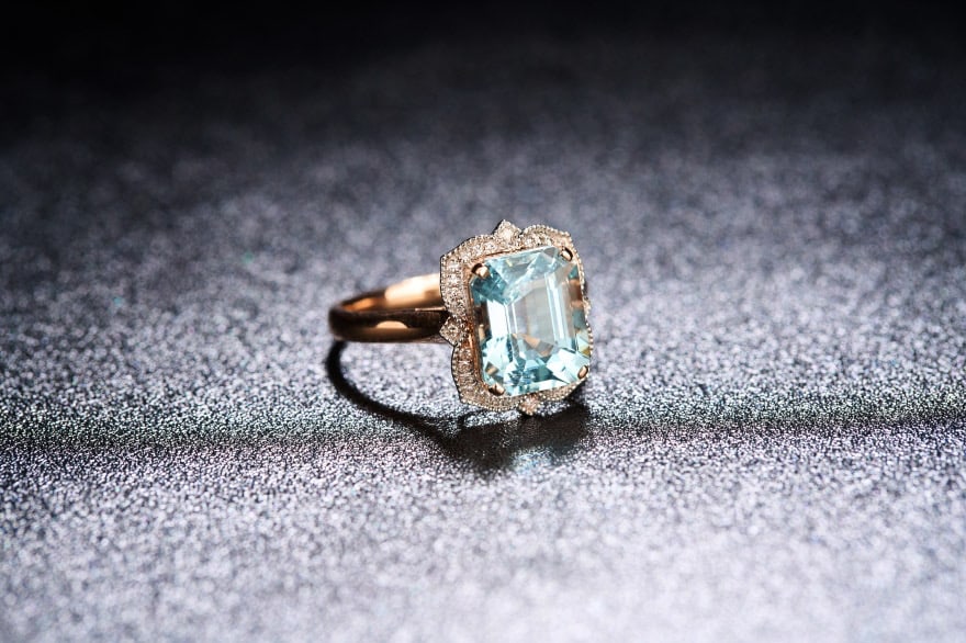 14k Gold 3.52 Ct Natural Aquamarine & Diamond Ring - 2