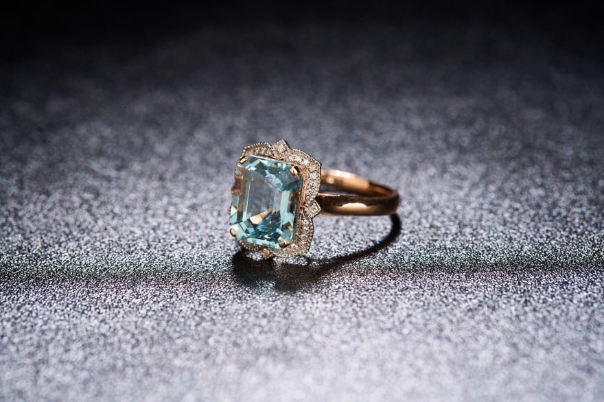 14k Gold 3.52 Ct Natural Aquamarine & Diamond Ring - 3