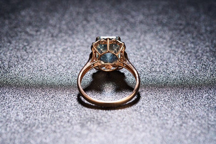 14k Gold 3.52 Ct Natural Aquamarine & Diamond Ring - 4
