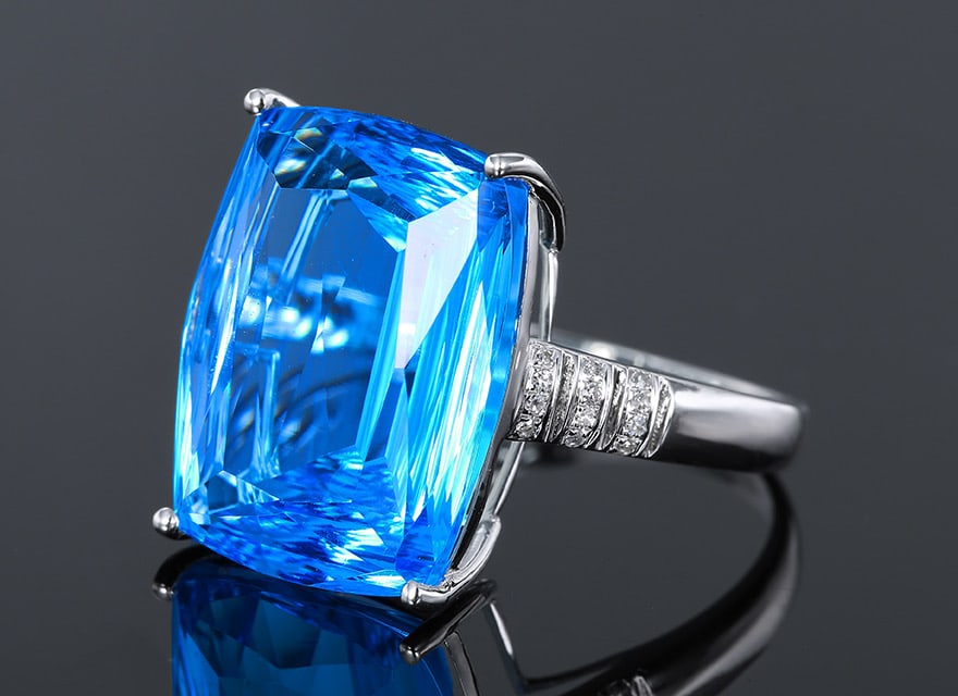 14k Gold 15.57 Ctw Natural Topaz & Diamond Ring - 2