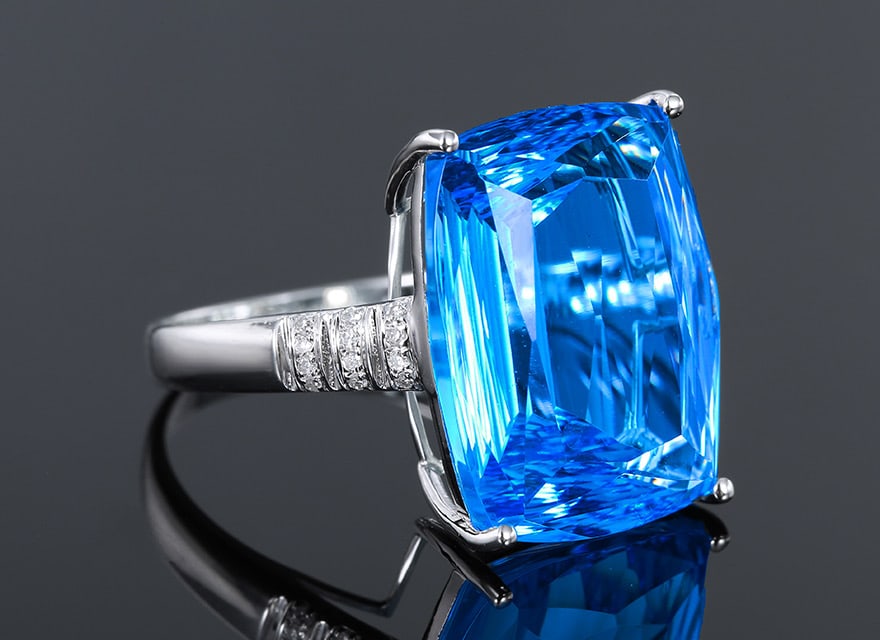 14k Gold 15.57 Ctw Natural Topaz & Diamond Ring - 3