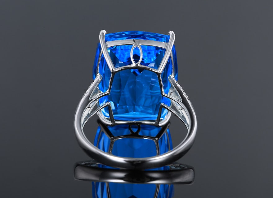 14k Gold 15.57 Ctw Natural Topaz & Diamond Ring - 4