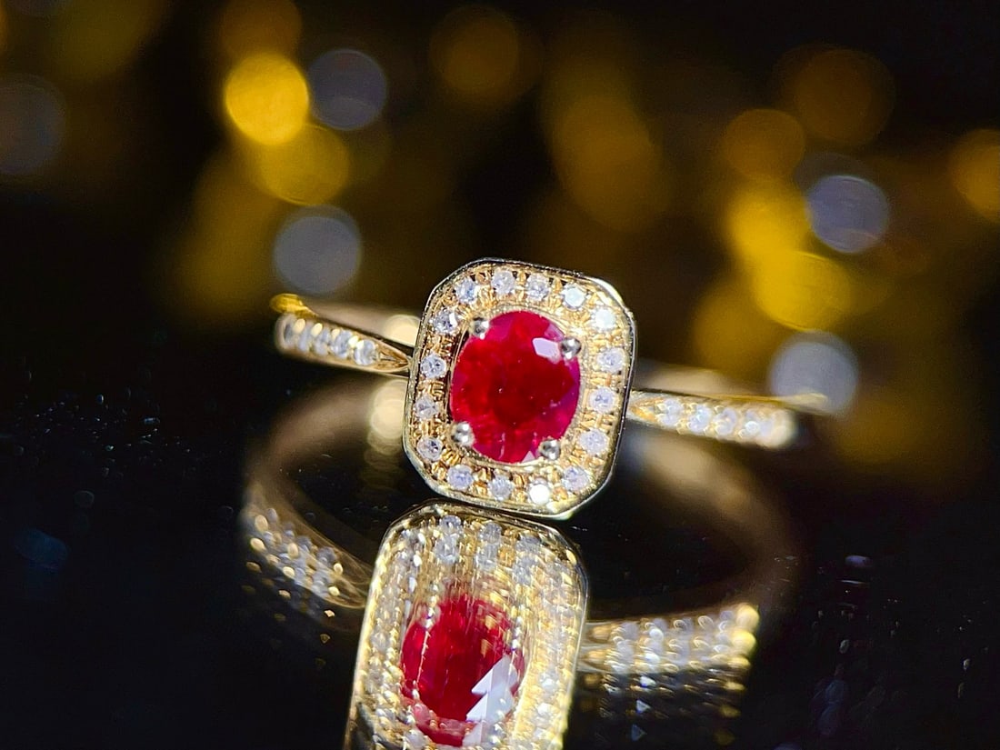 14k Gold 0.59 Ctw Natural Ruby & Diamond Ring - 2
