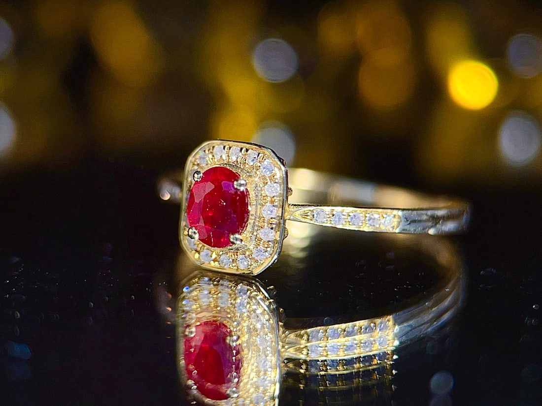 14k Gold 0.59 Ctw Natural Ruby & Diamond Ring - 3
