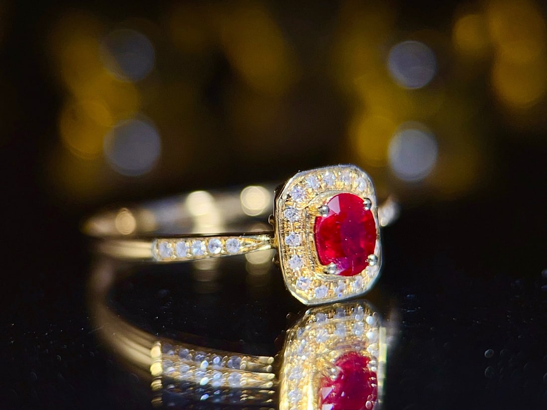 14k Gold 0.59 Ctw Natural Ruby & Diamond Ring - 4