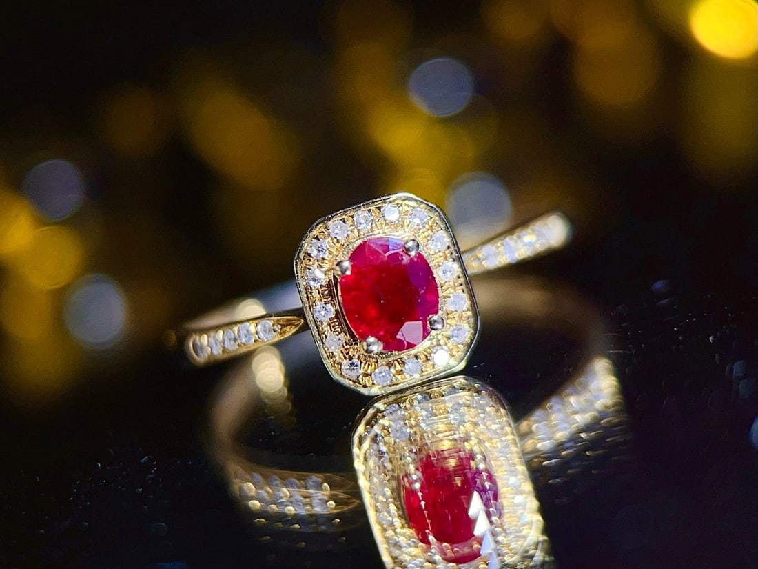 14k Gold 0.59 Ctw Natural Ruby & Diamond Ring - 6