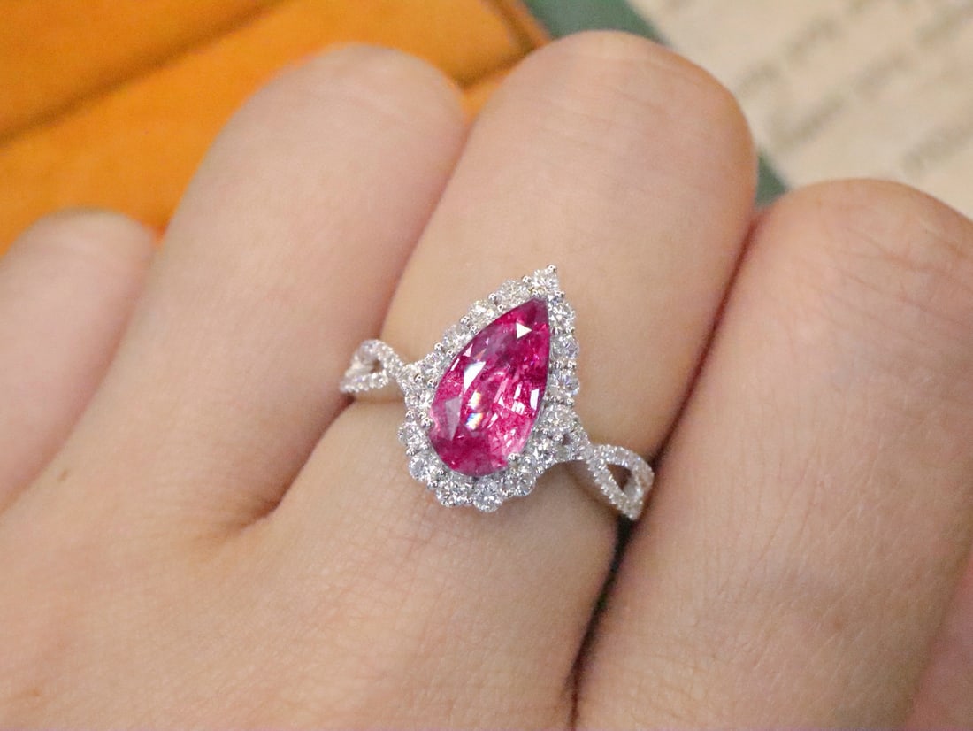 14k Gold 1.98 Ctw Natural Padparadscha Sapphire & Diamond Ring - 5