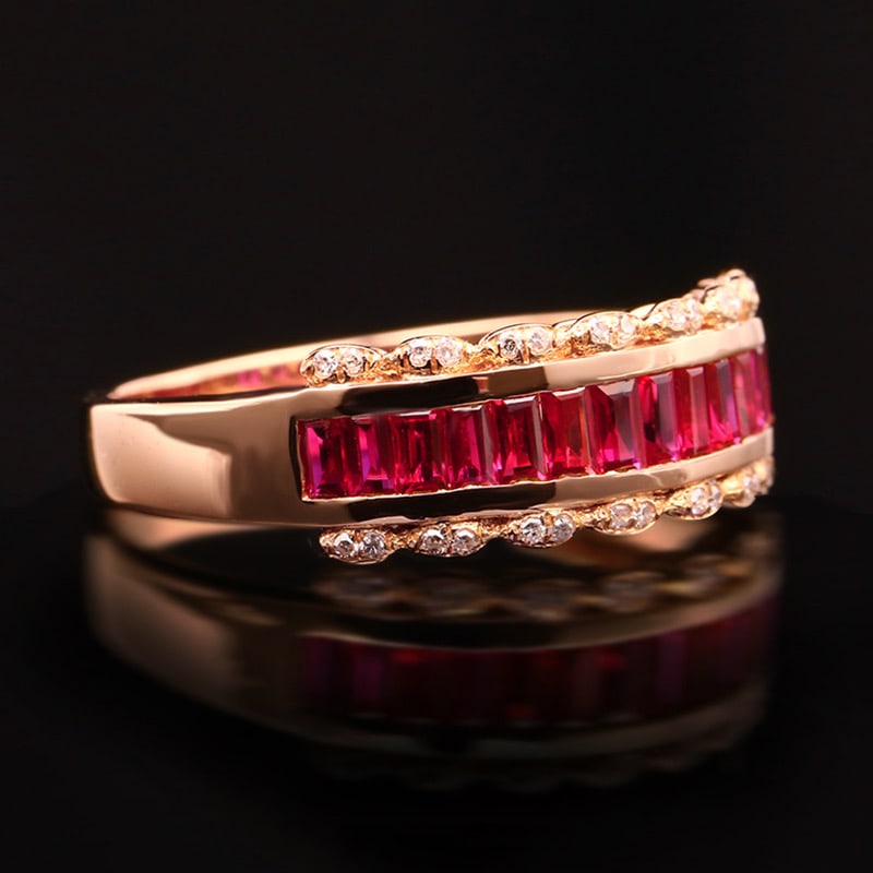 14k Gold 1.39 Ctw Natural Ruby & Diamond Ring - 2