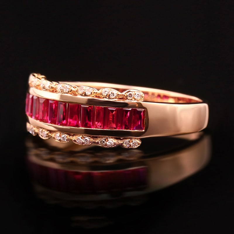 14k Gold 1.39 Ctw Natural Ruby & Diamond Ring - 3