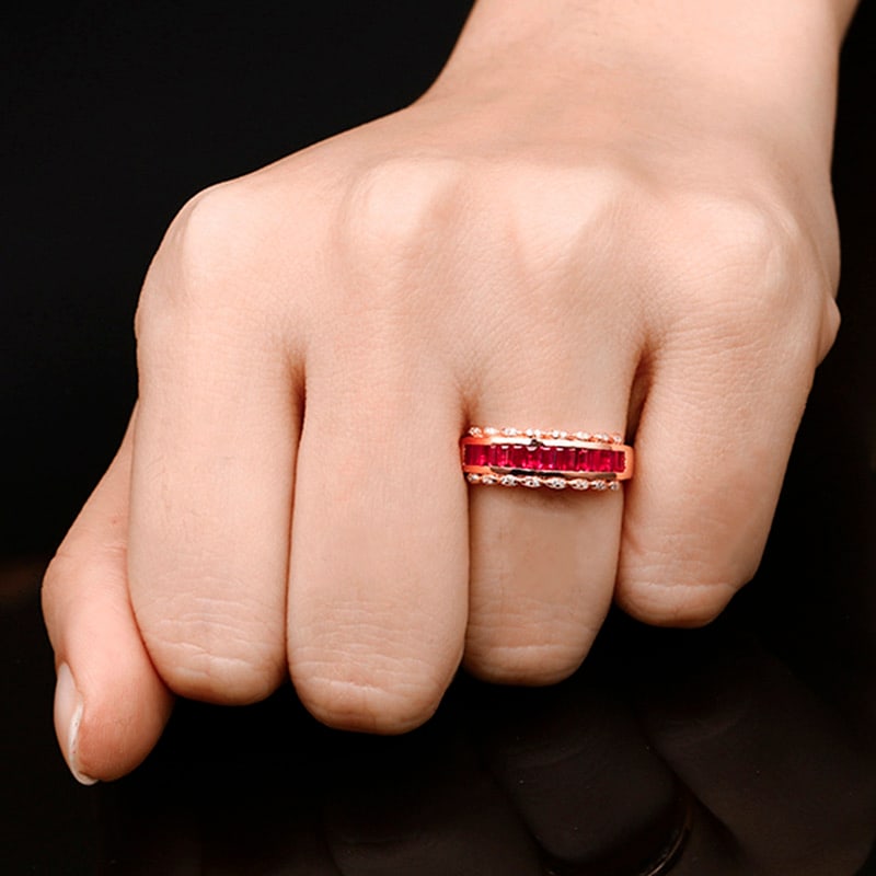 14k Gold 1.39 Ctw Natural Ruby & Diamond Ring - 4