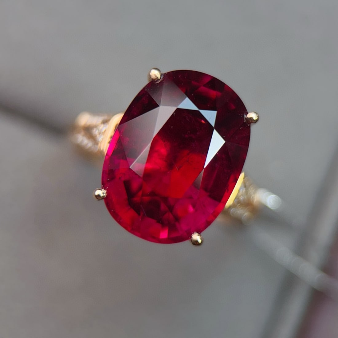 14k Gold 8.93 Ctw Natural Tourmaline & Diamond Ring (1 of 6)
