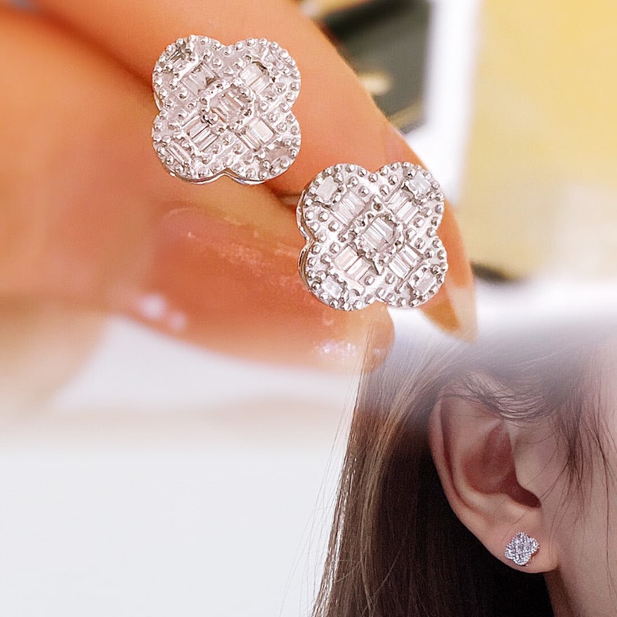 14k Gold 0.2 Ct Natural H Diamond Earrings - 2