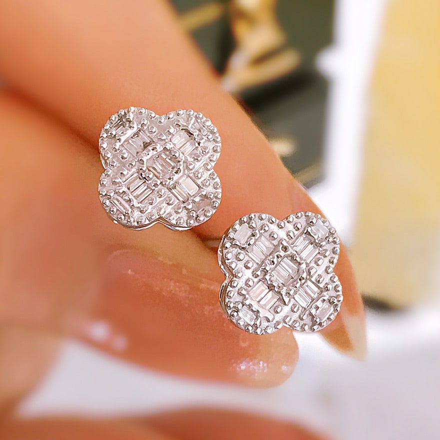 14k Gold 0.2 Ct Natural H Diamond Earrings - 3