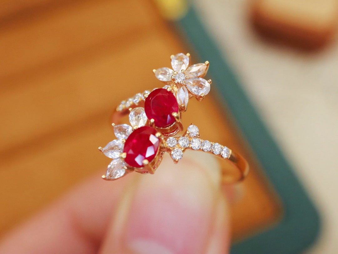 14k Gold 1.07 Ctw Natural Ruby & Diamond Ring - 3